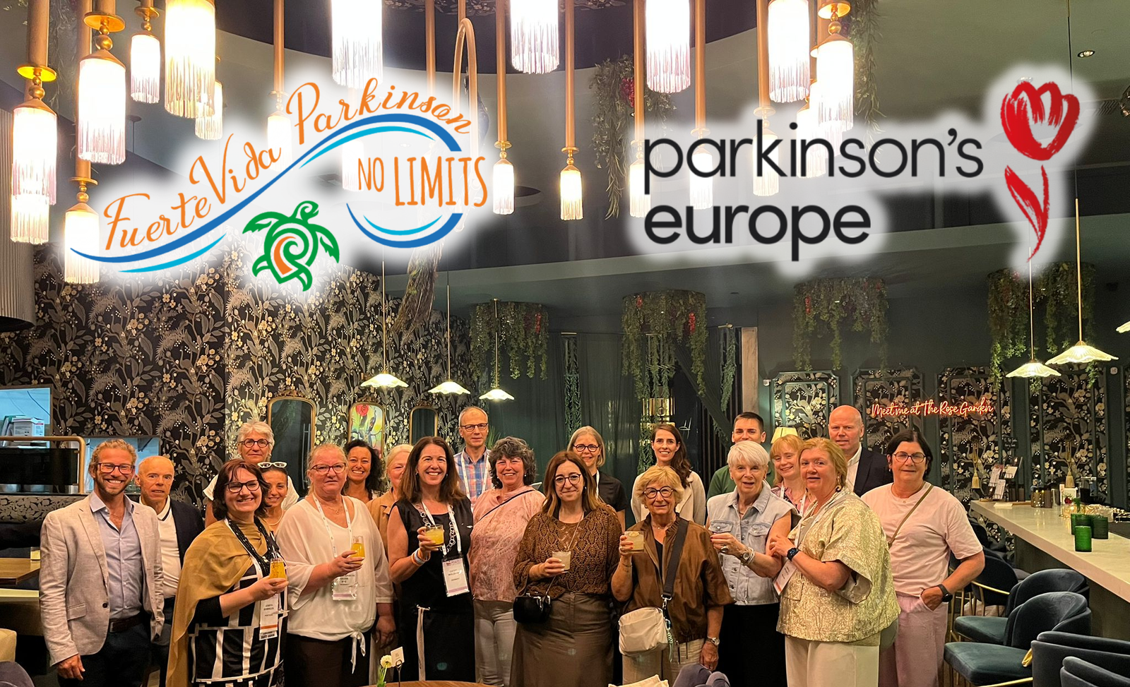 gruppo di persone membri di parkinsons europe compreso fuertevida parkinson no limits